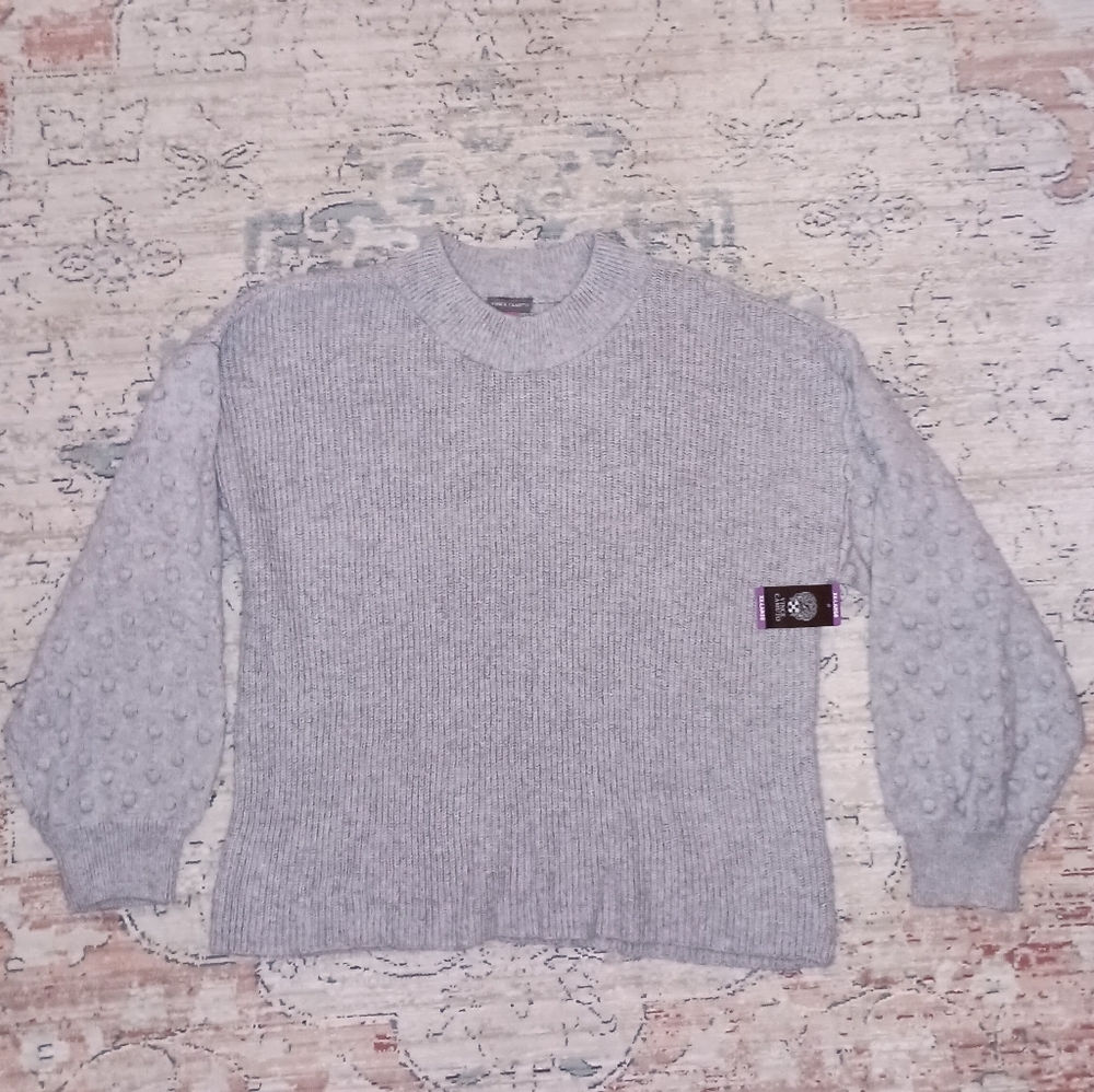 Vince Camuto Heather Gray raised polkadot Crop style Sweater Size XXL NWT